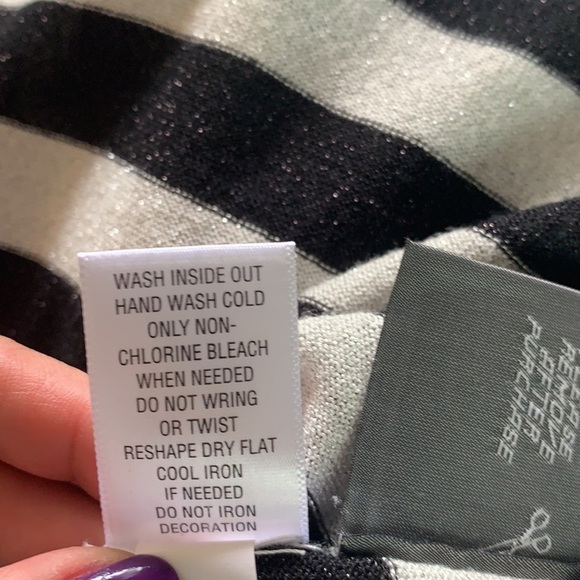 Dana Buchman black/white sparkly striped knitted sweater size XS - Picture 8 of 10